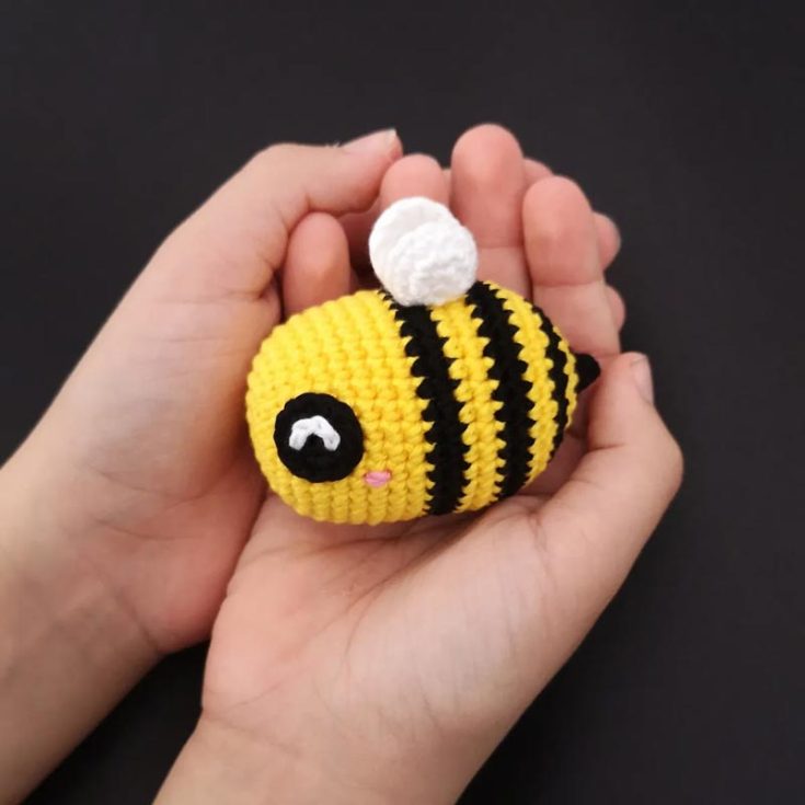 This busy little amigurumi crochet bee pattern features a little bee with crochet eyes! They're a great option if you can't get safety eyes or if you are making it for your little ones. The finished size is 3" long.