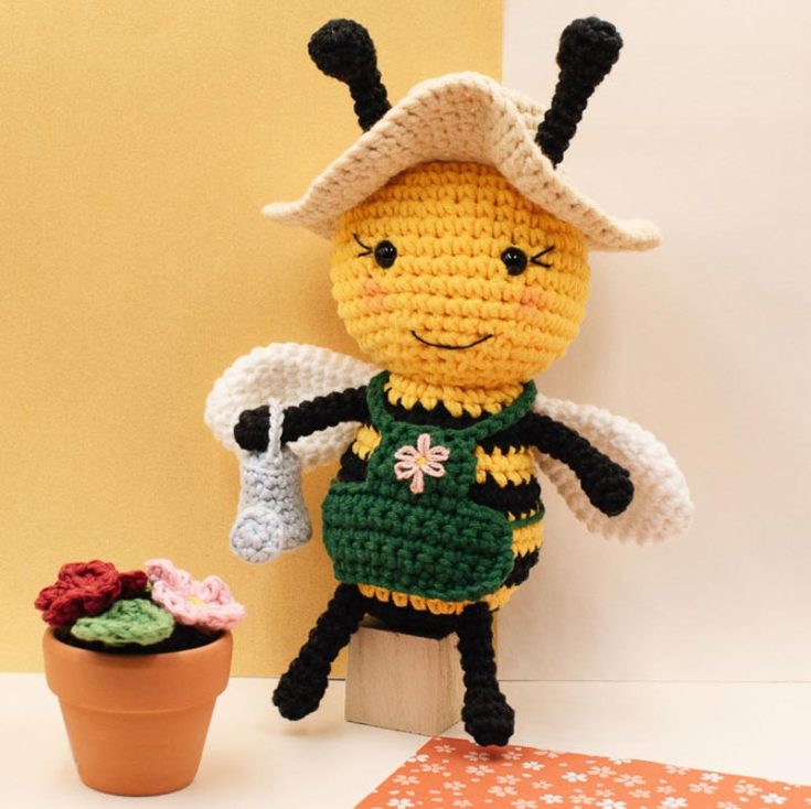 Say hello to Betty, the hardworking bee! You&rsquo;ll catch her watering the flowers and gardening for her seasonal pollen collections. This pattern fits beginners and intermediate crocheters alike, and the finished size is 7.8&rdquo; tall.&nbsp;