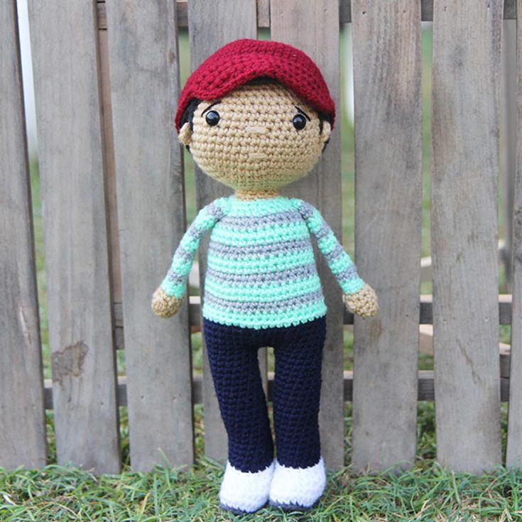 Every pretty girl doll needs a crochet boy doll to accompany her! Learn how to make this cute little boy with a little red hat that is as charming as his personality. He is also approximately 12" tall.