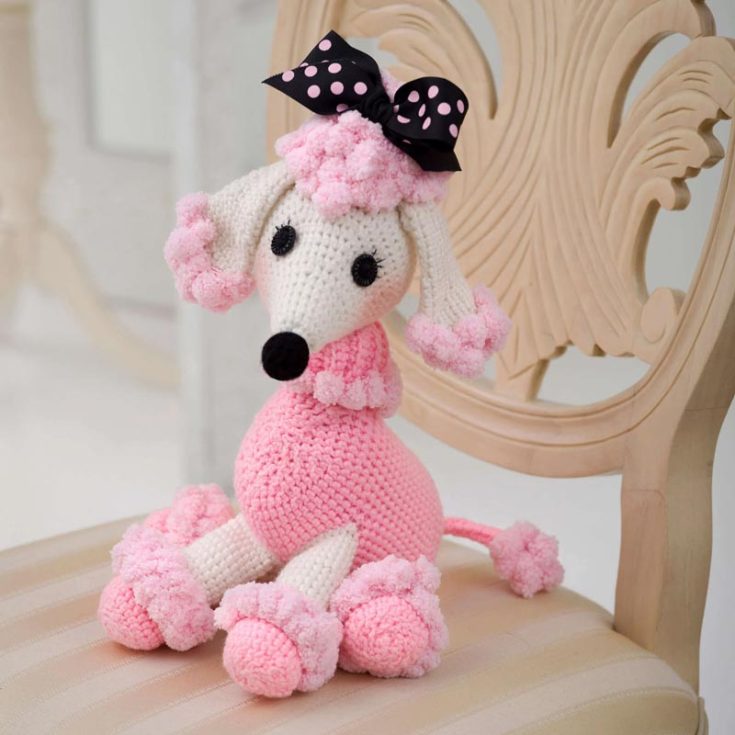 This elegant poodle has to be our favorite dog crochet pattern throughout the list! Isn't she stunning? She's an intermediate-level pattern and will be a loyal play buddy for your little ones. She is approximately 13" tall.
