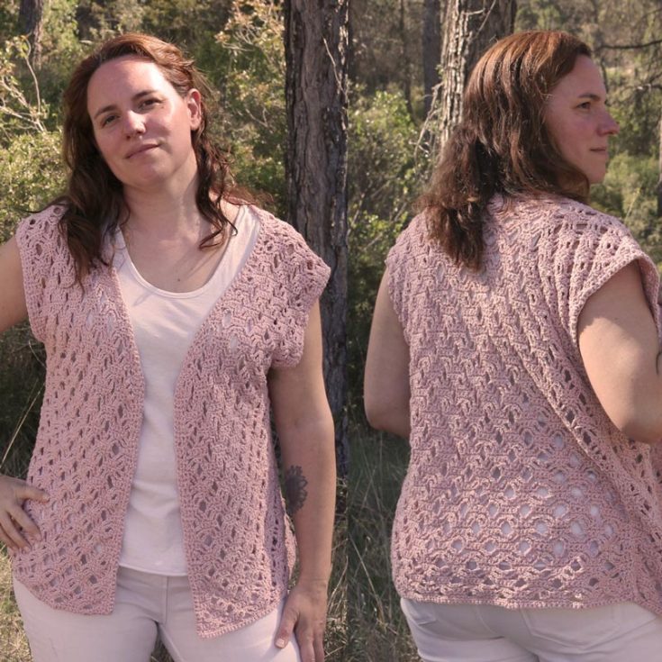 Learn how to make a lacy crochet vest by following along this video tutorial. It even has a stitch pattern for this spider stitch vest and an intermediate-level project. The pattern is designed to fit all sizes.