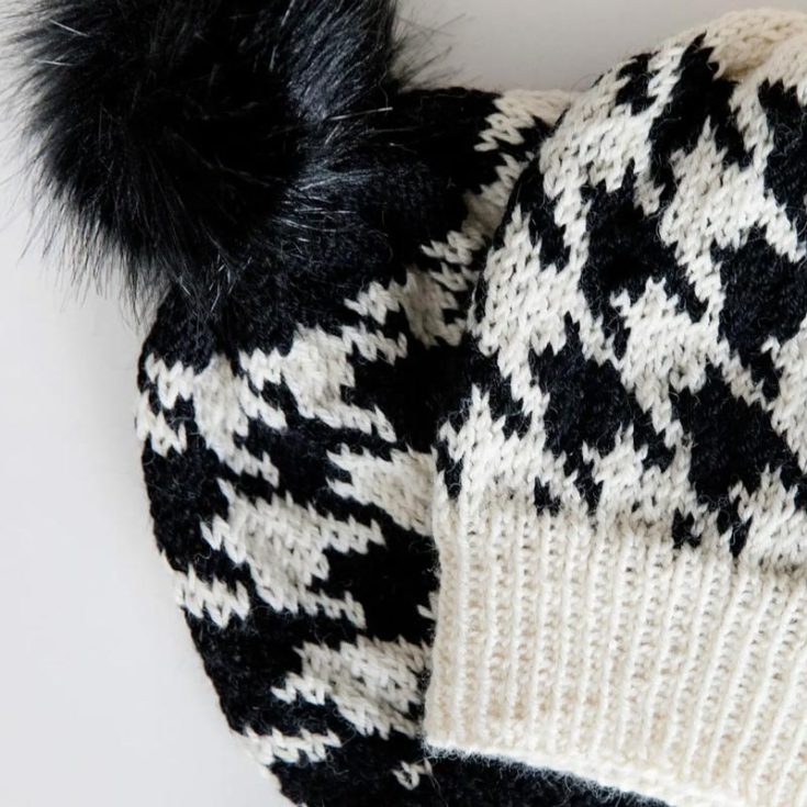 Step into Winter with style and elegance with this stunning houndstooth beanie knitting design! It&rsquo;s super stylish and works in the round with circular knitting needles. You would also need a double-pointed needle to decrease the stitching needed to shape the top. The finished size fits an adult&rsquo;s head circumference of 22&rdquo;.