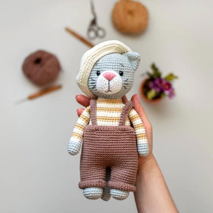 Here&rsquo;s another intermediate crochet kitty project for you! Say hello to Jeremy, the cat! Isn&rsquo;t he sophisticated? He comes with a crochet beret, a yellow top, and overalls. The pattern has detailed instructions to guide you in recreating this plush toy for your little ones.