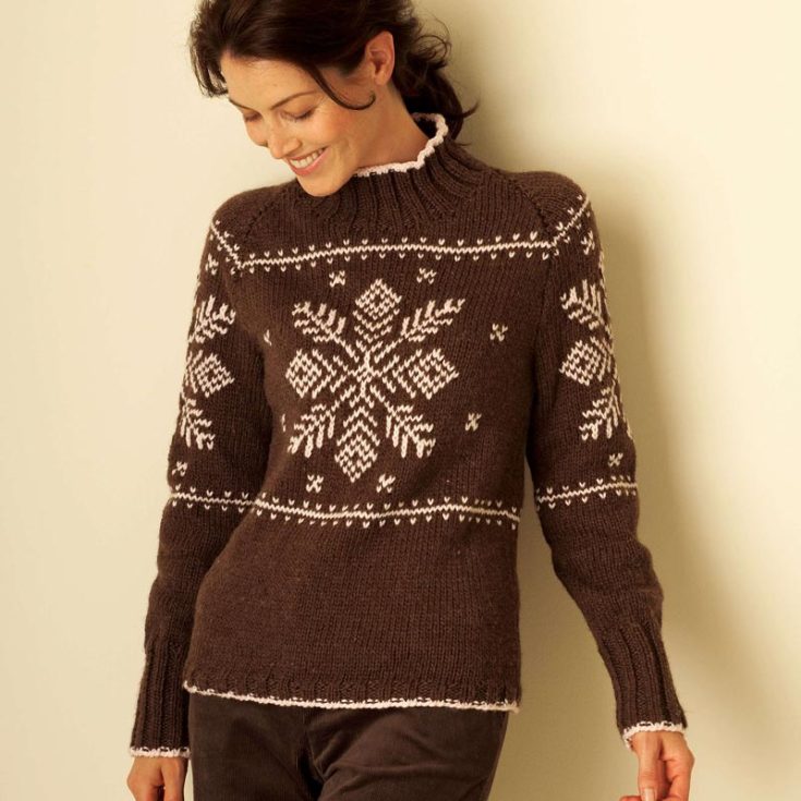 Here&rsquo;s another seasonal knit sweater you can try making over the holiday season. The pattern features charming snowflake motifs with cute little hearts surrounding it. Since it&rsquo;s an intermediate pattern, it&rsquo;s ideal for seasoned knitters looking for a more challenging project to hop on. It&rsquo;s available in sizes XS-5XL.