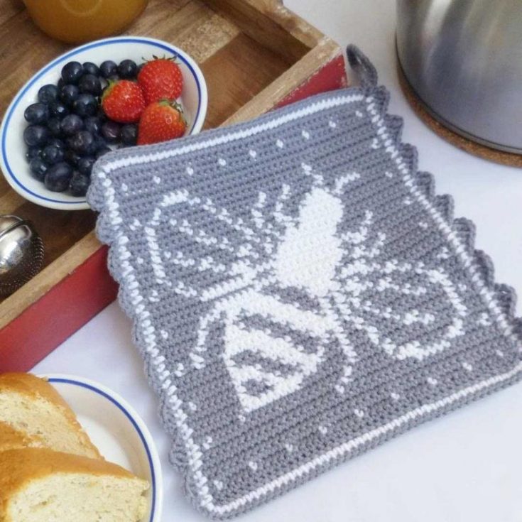 Use the lovely technique of tapestry crochet to create this 6.7&rdquo; x 7.3&rdquo; to add to your potholder collection. You can also size it down to make it the perfect beverage coaster! This technique requires an intermediate crochet skill set, so give it a shot!