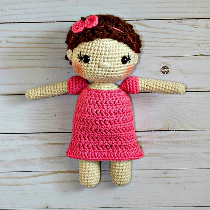 Here is a simple, down-to-earth crochet doll without all the unnecessary frills. She is friendly, kind, and caring and will be a fantastic companion to whoever needs her. She is 9" tall and 4.5" wide.