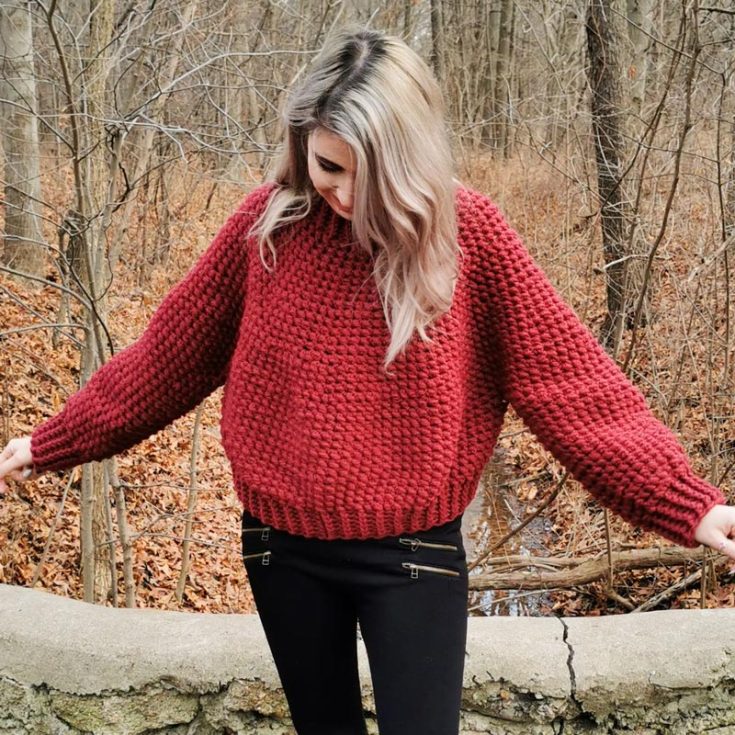 This ultra-textured sweater may look bulky and heavy, but it's surprisingly bouncy and has a beautiful twist. This yoke pullover includes minimal shaping and sewing and is a great beginner's project. It comes in sizes XS-5XL.