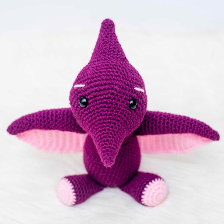 Contrary to popular belief, Pterosaurs are an extinct clade of flying reptiles and are not dinosaurs at all! But since they existed in about the same era, we will honorarily mention this cute crochet pattern here! Isn't Tori cute?