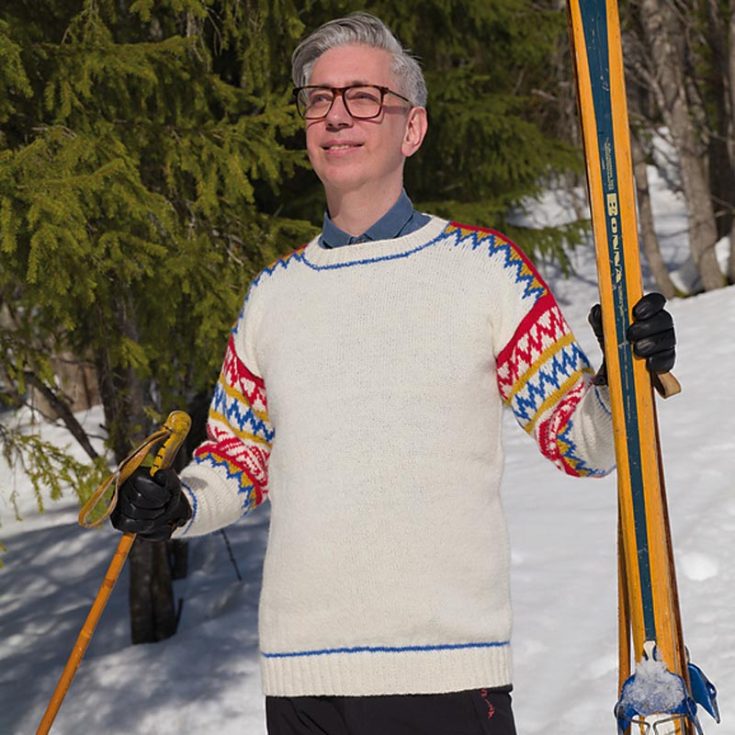 Dapper him up with this unique sweater knit design. This classic pattern is adorned with beautifully textured yoke reminiscent of the Nordic landscapes - making it the perfect garment for Winter vacations. It also comes in various sizes and is an advanced-level project.