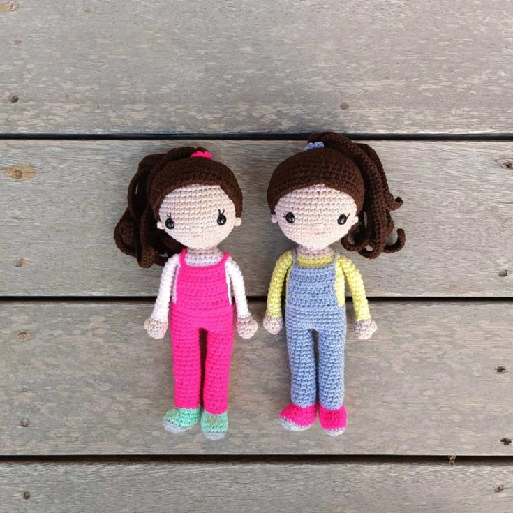This Zoya crochet doll has her hair up in little space buns and is adorned with the cutest overalls! She is made mainly with basic stitches, making her a fantastic beginner's pattern. She is approximately 10" tall.