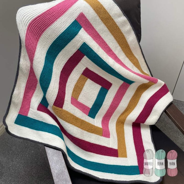 Ever wondered how to knit a quilt-like blanket? Well, this tutorial will teach you exactly how to make a Log Cabin Blanket! Catered to advanced beginners and intermediate knitters, this tutorial will guide you in making a blanket built from the center using the garter stitch! There is no sewing involved, and you can customize the blanket's colors to your preferred palette. The sizing of this blanket is customizable to your liking.
