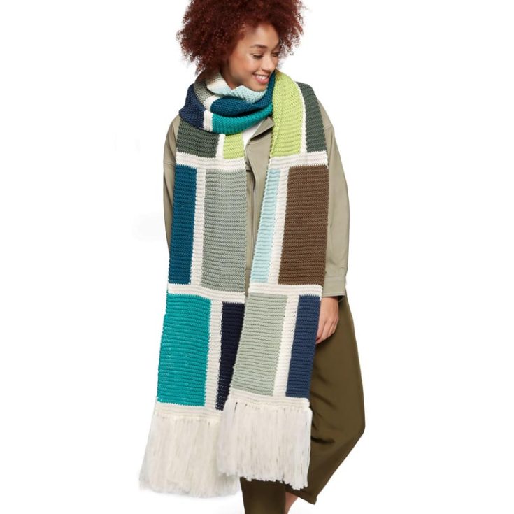 Suppose you&rsquo;re seeking classy yet visually pleasing scarf knitting patterns. In that case, you&rsquo;re in luck because this lovely design incorporates simple intarsia knitting and colorwork techniques to create those playful block patterns. And it&rsquo;s a beginner project, too! Click the link below to access the downloadable PDF and start your knitting endeavors.
