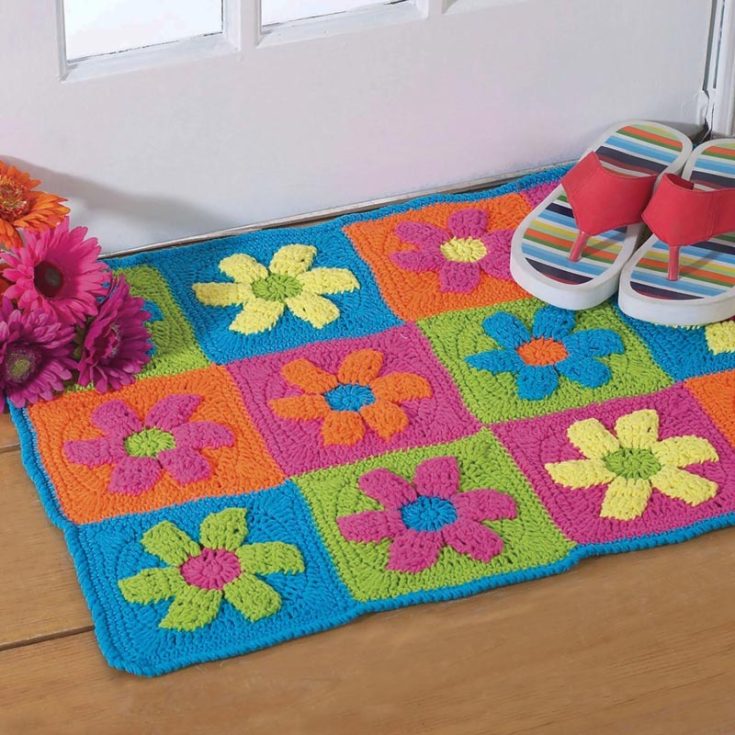 Here's a fun addition to your child's room or nursery room as a playmat. Crochet it in bright colors to make it a fun space for them.