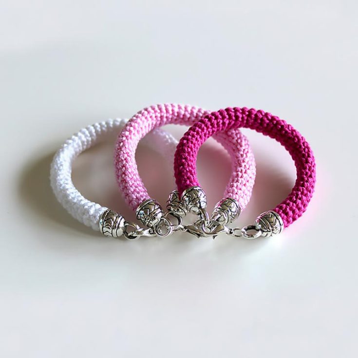Classy, put-together, and simple, these simple crochet bracelet patterns are made with only single crochet stitches, making them beginner-friendly. Make them look more expensive by placing end caps at the end!