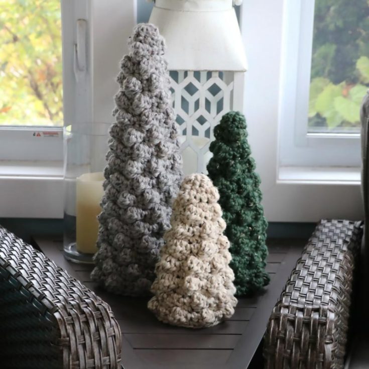 Last but not least are these simple yet adorable bubble Christmas tree sweaters! They're made to go over the foam cones, and though the tutorial shows you how to make one in size small, feel free to upscale your trees to make them larger.