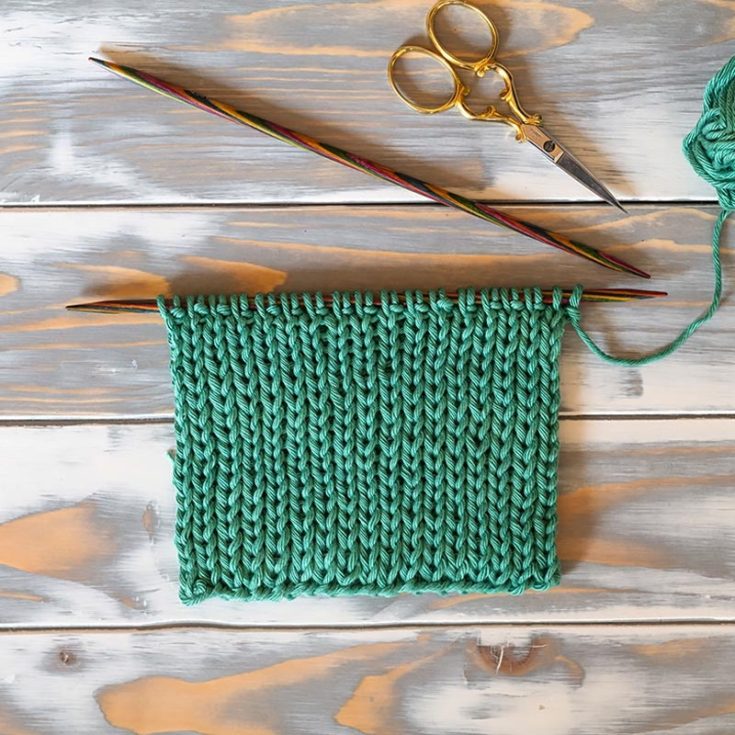 This lovely knitting pattern is a 2-row repeat and a reversible pattern. Unlike the regular Stockinette, this stitch doesn&rsquo;t curl at the edges and produces a soft, squishy, and airy fabric. You will be knitting every row twice, so prepare more yarn just in case.