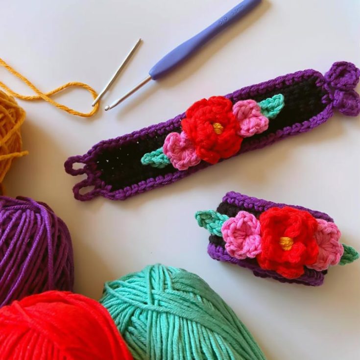 This pattern is slightly more like a wristband than a bracelet, but either way, this crochet floral pattern will be such a joy to make! Pair contrasting colors for it to pop on your wrist.