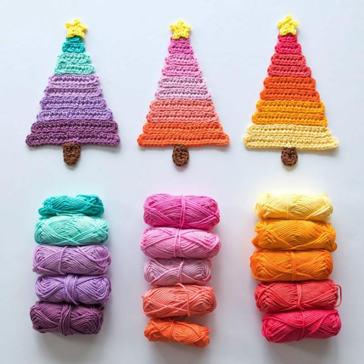 Now, this pattern is the epitome of holiday cheer and spirit! These colorful crochet Christmas ornaments are made from yarn scraps and add such a festive vibe to your living space. Click the link below to learn the steps of making this beauty. They measure precisely 6.1" x 3.5".