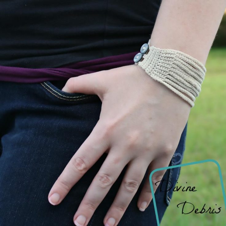 If you're not into thick, chunky crochet bracelet patterns, this thin Leah bracelet design is for you. It has separated rows that create a cute and chic addition to your wardrobe! Easily add or subtract the length to fit your wrist.