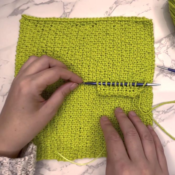 The Linen Stitch is a super easy stitch pattern that creates a beautiful woven effect and dense fabric that holds very firmly, making it great for dishcloths. It&rsquo;s a beginner 2-row repeat pattern and is made from slipped stitches.