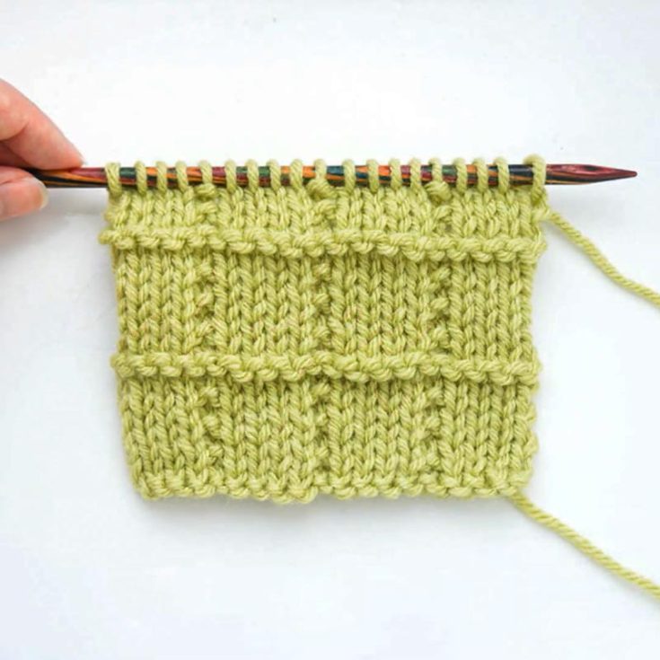 The Tile Squares Stitch is an 8-row repeat pattern with two different rows, creating a lovely grid-like texture on your fabric. It&rsquo;s great for beginners to try because it&rsquo;s simple to do. Just cast on multiples of five plus four stitches and follow the tutorial.