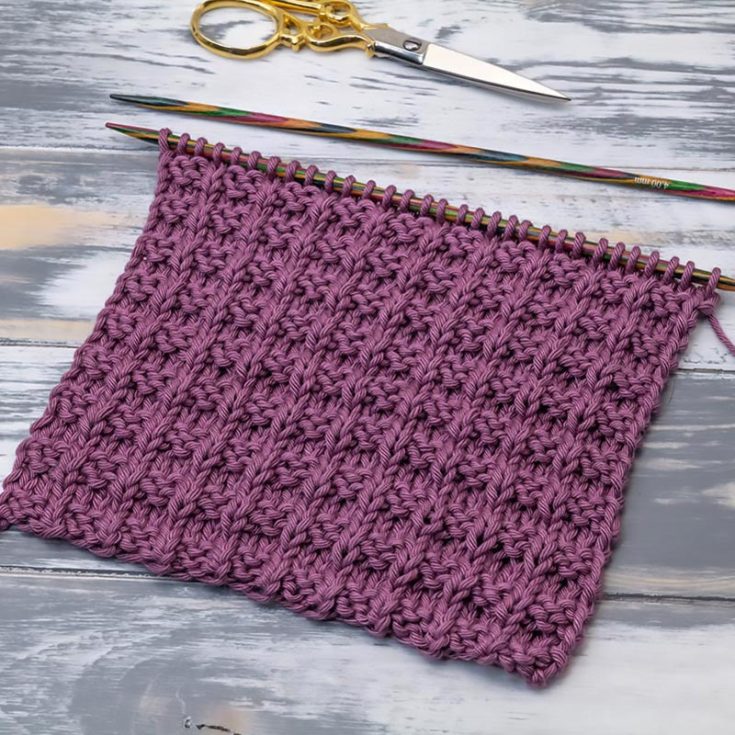 Here&rsquo;s an irresistible knit stitch called the Waffle Stitch. It&rsquo;s a 4-row repeat pattern that is great for beginners to try, and it produces a nice, squishy texture on your fabric. It&rsquo;s not a reversible pattern and lays flat.