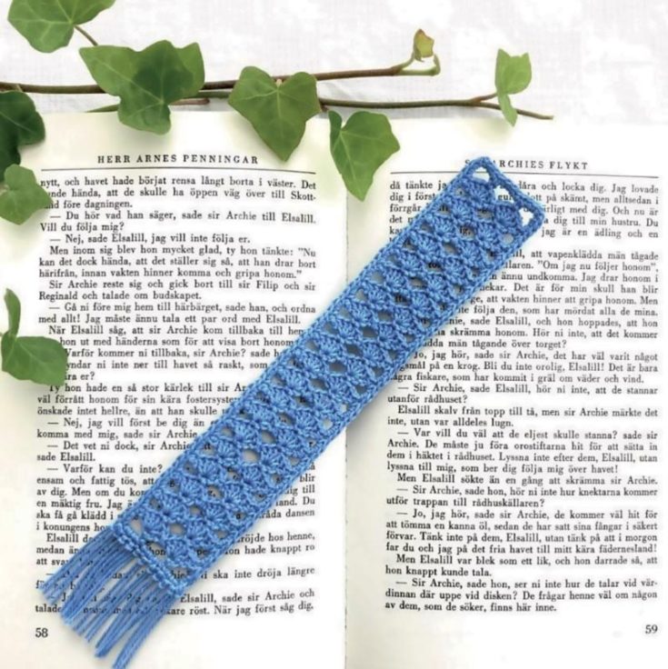This lacy design was made in honor of the blogger's mother, who was also a bookworm! The skill level required is intermediate due to the thin yarn and small hook, but it is pretty easy.