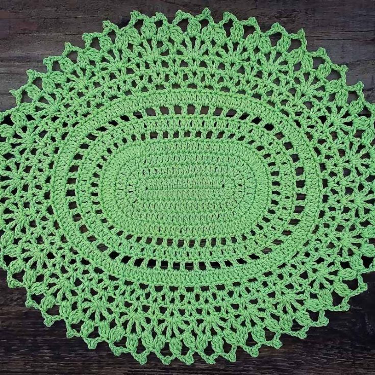 This easy-to-intermediate doily pattern produces an elegant centerpiece that would make a lovely accent for your home that measures approximately 14.6" x 11".