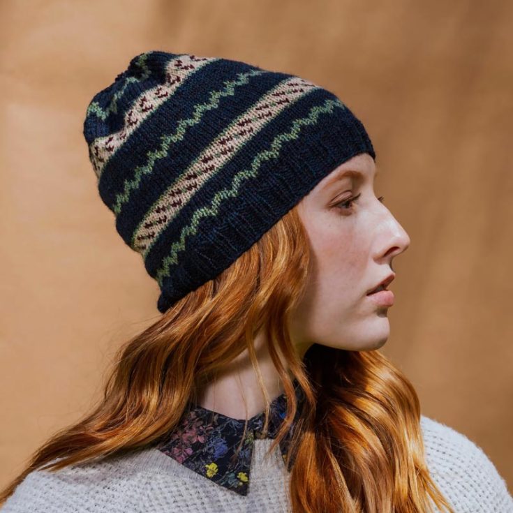 Knit this lovely Nordic-inspired pattern, making it the perfect gift to your friends and family. It&rsquo;s an intermediate-level knit project with simple colorwork, and it&rsquo;s approximately 16&rdquo; in circumference x 10.5&rdquo; in height.