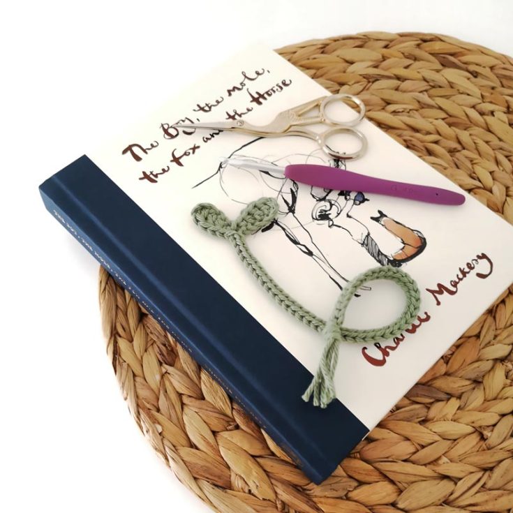This is a fun little crochet seedling book tag pattern you can make, especially if you're bored with the traditional standard of rectangular crochet bookmarks.