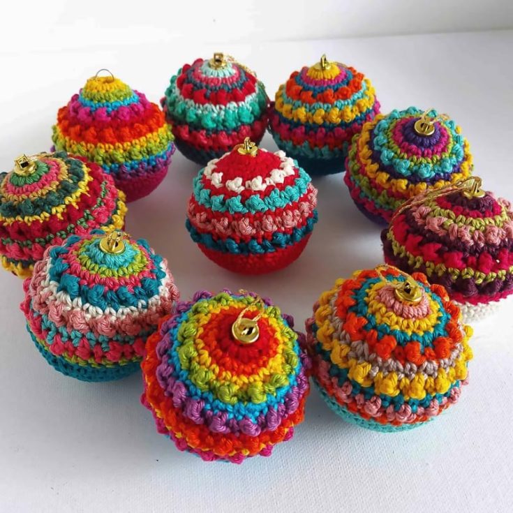 Add a fun boho twist to your crochet baubles with this boho pattern. The vibrant folk colors and unique texture will genuinely make it stand out from other decors.