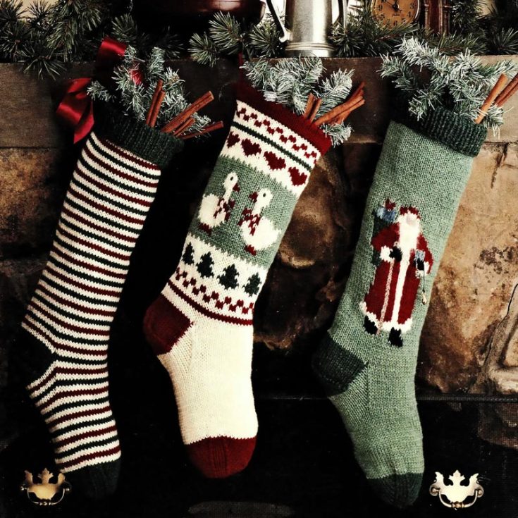 Try knitting this fantastic stocking that is made to be purchased at a reasonable price on Etsy. The size is adjustable, and it&rsquo;s an advanced-level project that incorporates basic embroidery stitches for the Santa and Goose designs.
