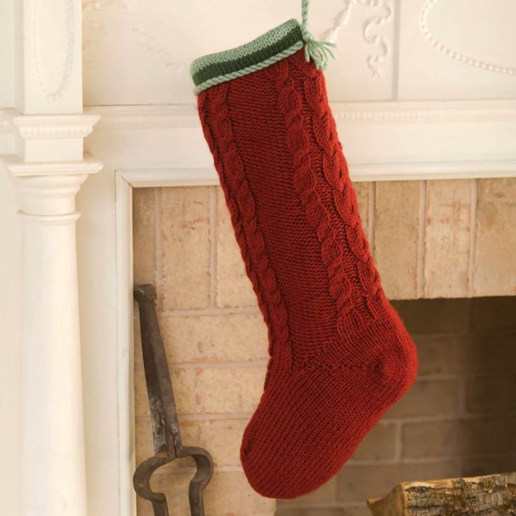 Check out this cable knit stocking that is catered to advanced knitters! It&rsquo;s an intricate design that looks elegant on your mantel, and you can include your ideal color palette that inspires your holiday spirit. It is approximately 51&rdquo; wide and 65&rdquo; long.
