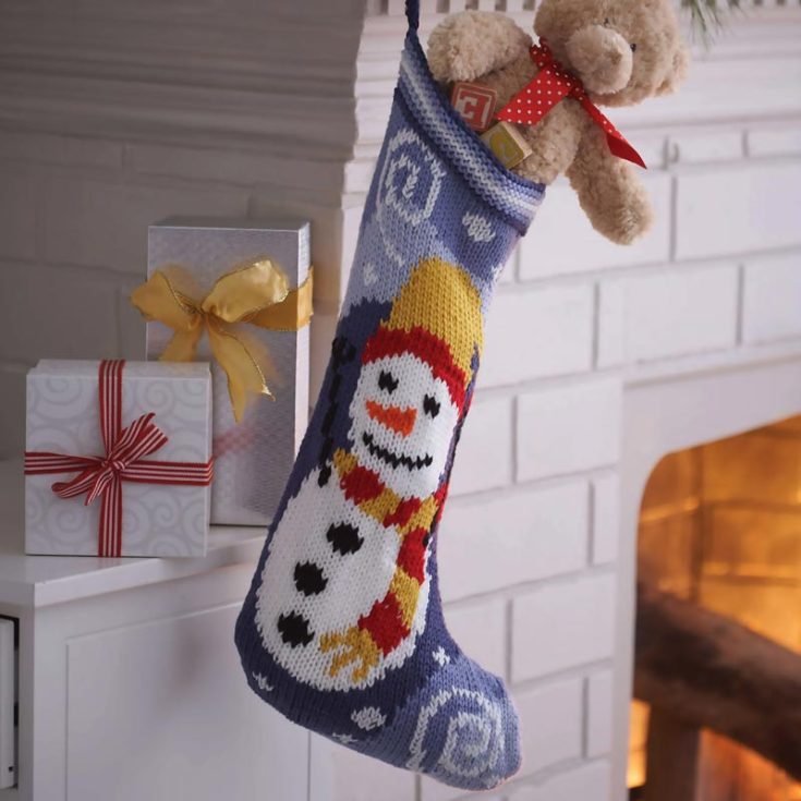 Have yourself a Merry Christmas with this Snowman stocking! It features a fun and colorful snowman design that is fit for intermediate knitters. It is also approximately 15&rdquo; long.