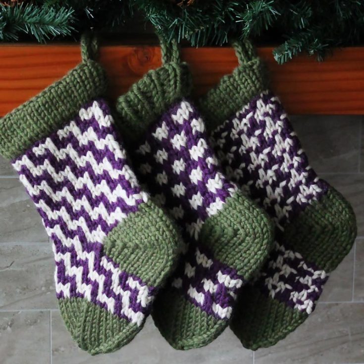 Here&rsquo;s a pattern that is perfect for personalization! These stockings are an intermediate-level knit project, and the pattern comes with instructions for three different slipped stitch colorwork and folded cuff options.