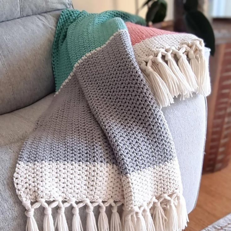 Looking to add a touch of summer charm and cozy comfort to your home? Look no further&mdash;this single crochet summer throw is just the project for you! Measuring 40" (101cm) wide and 70" (178cm) long with playful fringes.