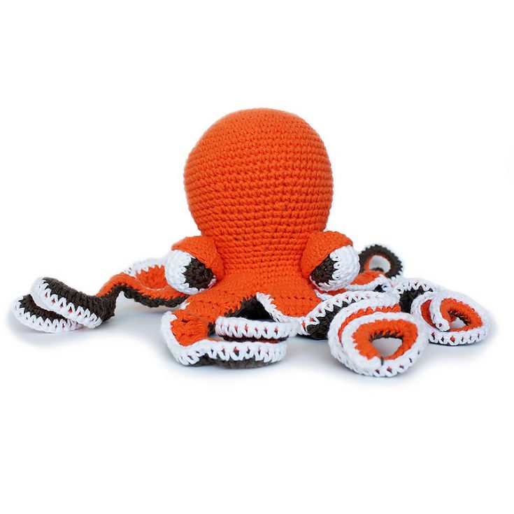 Octavia, with her big, sleepy eyes and colorful tentacles, stands 7&rdquo; tall and can be customized in any color combination. She is perfect for decor or play. This project is best suited for advanced or intermediate crocheters.