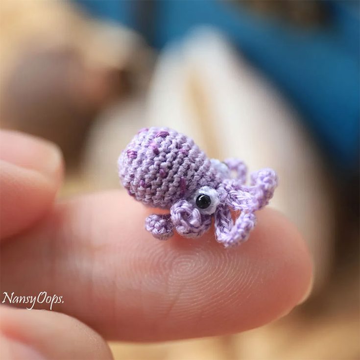 Crochet an adorably tiny octopus that fits on your fingertip! Choose embroidery thread for an ultra-miniature version or crochet thread for a slightly larger, easier option&mdash;perfect for mastering thread crochet.