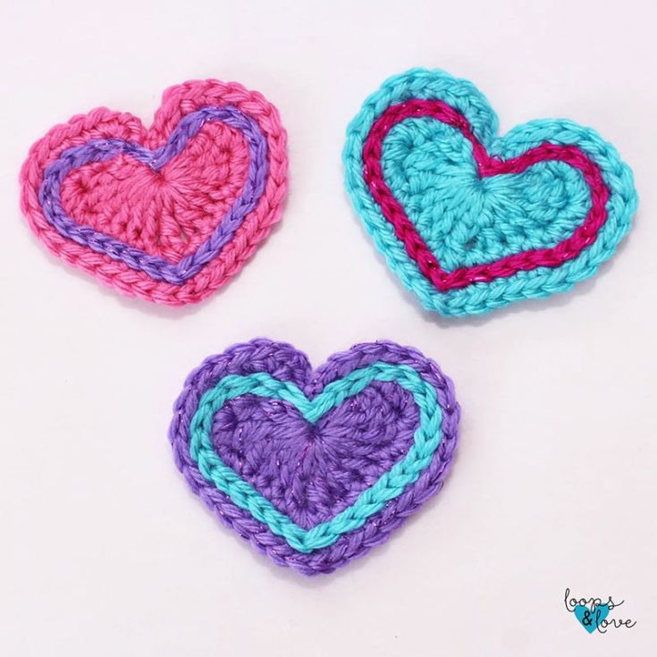 These colorful crochet hearts pop with playful two-tone layers and a bold surface crochet outline! You can mix and match to personalize to your preference!